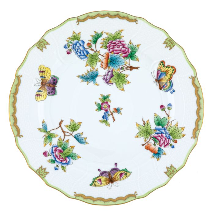 Queen Victoria Green Border Dinner Plate