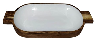 Lg wood bowl w/enamel
