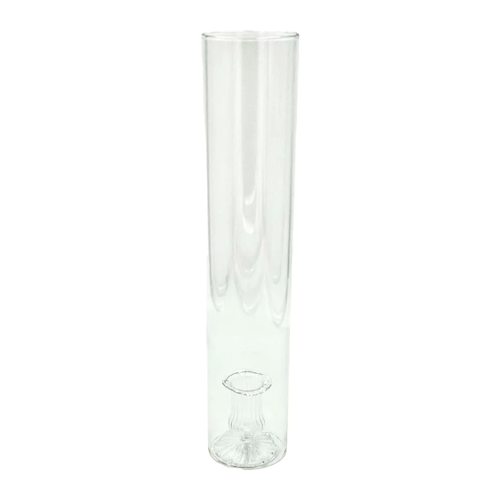 Pair Clear candleholder w/ cylinder